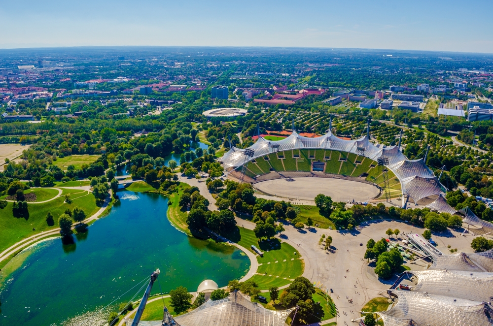 Aerial,view,of,olympiapark,in,german,city,munich,which,hosted