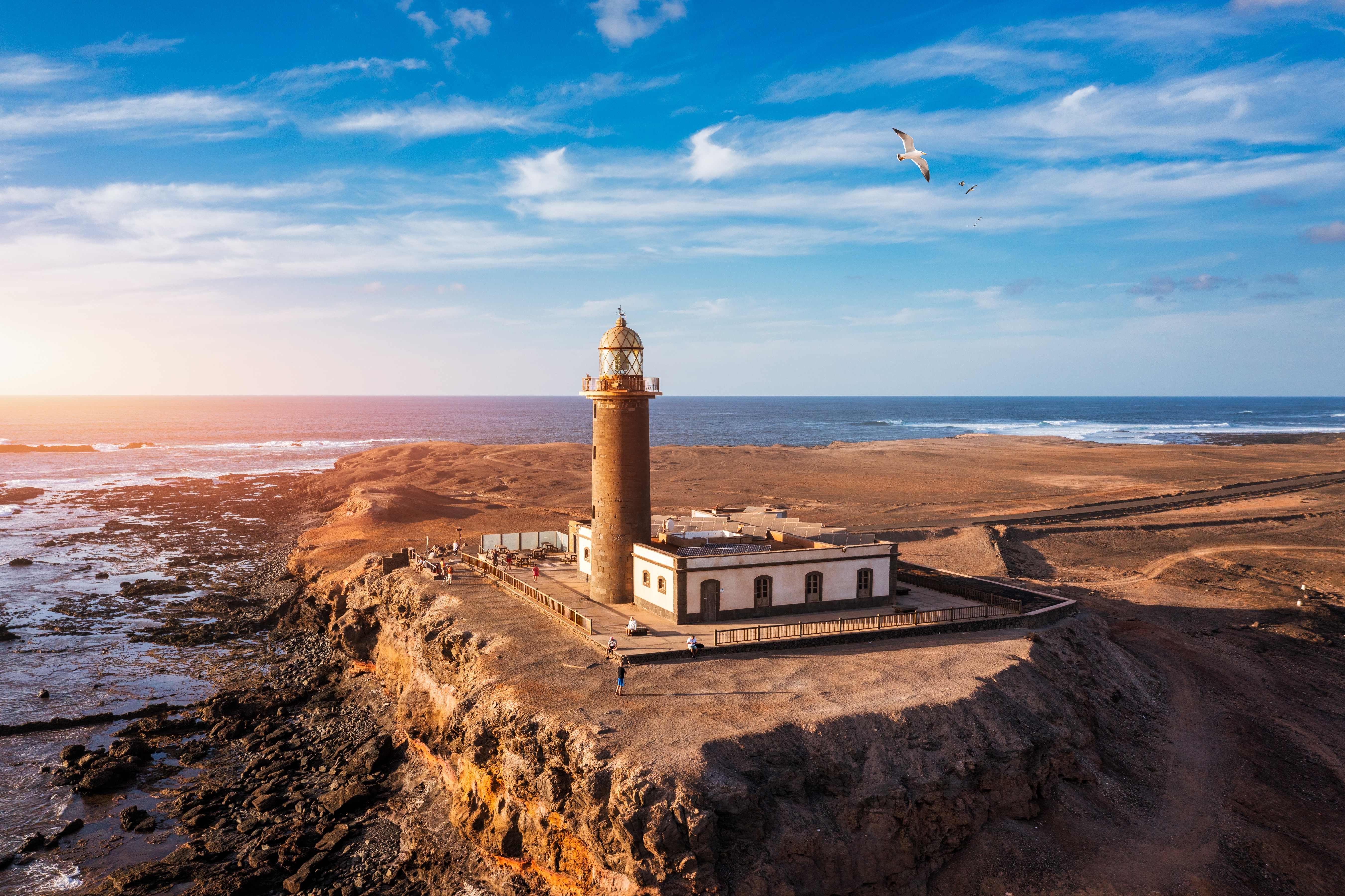 Punta,De,Jandia,Lighthouse,From,Above,,Aerial,Blue,Sea,,Fuerteventura,
